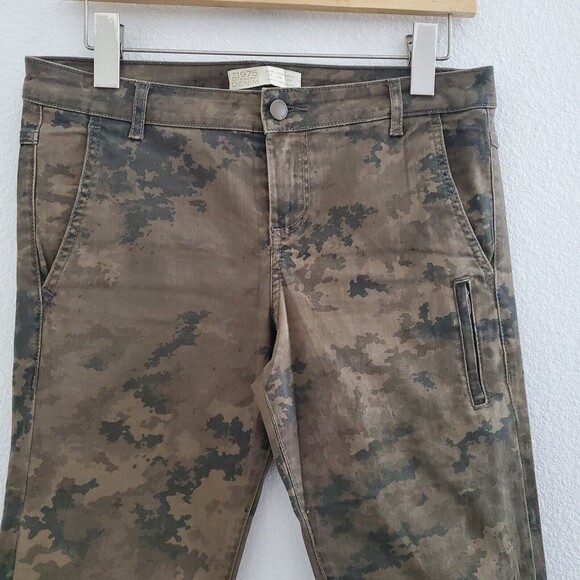 Zara Jeans 4 Green Skinny Leg Camouflage Mid Rise Stretchy Casual Grunge - Picture 2 of 9